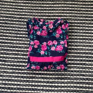 🌿Janie & Jack Girls Navy Floral Rose Mock Neck Button Dress 5